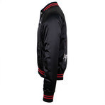 Amiri // Fighters Embroidered Baseball Varsity Jacket // Black + Red (M)