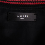 Amiri // Fighters Embroidered Baseball Varsity Jacket // Black + Red (L)