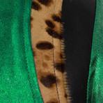Amiri // Metallic Silk Baseball Bomber Varsity Jacket // Green (M)