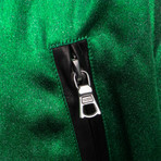 Amiri // Metallic Silk Baseball Bomber Varsity Jacket // Green (2XL)
