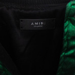 Amiri // Metallic Silk Baseball Bomber Varsity Jacket // Green (XS)
