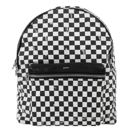 Amiri // Denim Check Backpack // Black + White