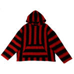 Amiri // Wool Striped Knit Hoodie Sweater // Red + Black (2XL)