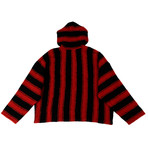 Amiri // Wool Striped Knit Hoodie Sweater // Red + Black (2XL)