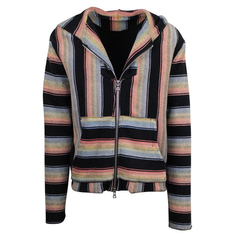 Amiri // Cotton Striped Knit Zip Up Baja Hoodie Sweater // Multicolor (XS)