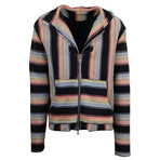 Amiri // Cotton Striped Knit Zip Up Baja Hoodie Sweater // Multicolor (2XL)