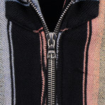 Amiri // Cotton Striped Knit Zip Up Baja Hoodie Sweater // Multicolor (2XL)