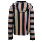 Amiri // Cotton Striped Knit Zip Up Baja Hoodie Sweater // Multicolor (2XL)