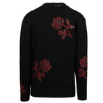 Amiri // Rose Knit Cashmere Blend Cardigan Sweater // Black + Red (XL)