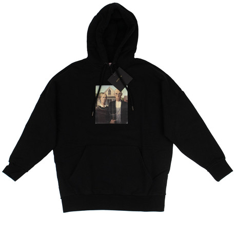 Palm Angels // Cotton American Gothic Pull Over Hoodie // Black (XS)