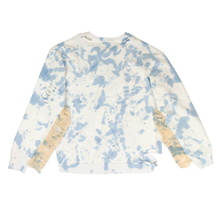 Alchemist // Tie Dye Shakedown Sweatshirt // White + Blue (XS)