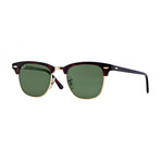 Unisex Clubmaster Classic Acetate Square Sunglasses // Tortoise + Green