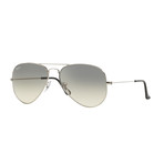 Aviator Large Metal Sunglasses // Silver + Gray Gradient