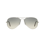 Aviator Large Metal Sunglasses // Silver + Gray Gradient