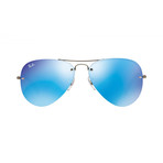 Semi Rimless Large Aviator Sunglasses // Gunmetal + Blue