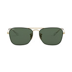 Metal Double Bridge Sunglasses // Gold + Green