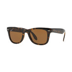 Ray-Ban // Unisex Folding Wayfarer Sunglasses // Tortoise + Brown Polarized