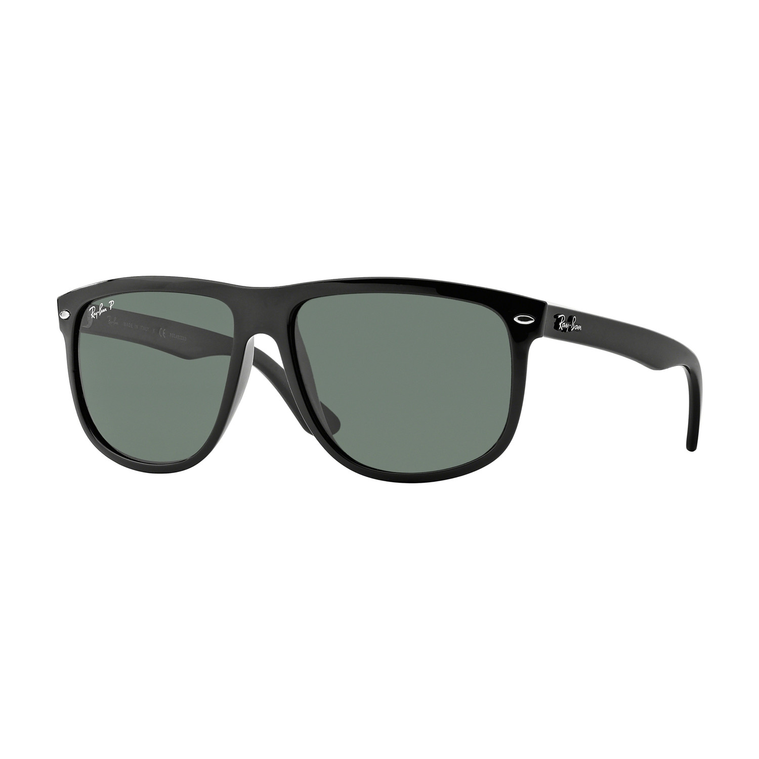 Unisex Polarized Boyfriend Sunglasses // Black + Green - Ray-Ban ...