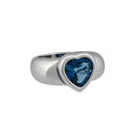 Vintage Piaget 18k White Gold London Blue Topaz Ring // Ring Size: 7
