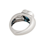 Vintage Piaget 18k White Gold London Blue Topaz Ring // Ring Size: 7