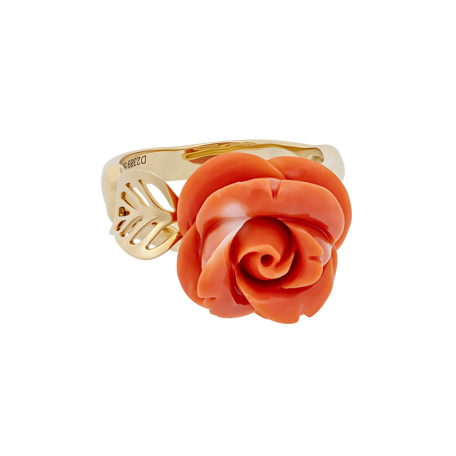 Vintage Christian Dior 18k Yellow Gold Coral Flower Diamond Ring
