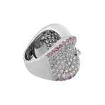 Estate 18k White Gold Diamond + Pink Sapphire Ring // Ring Size: 7