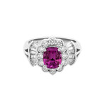 Estate Platinum Pink Sapphire + Diamond Ring // Ring Size: 5.75