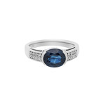 Estate Platinum Diamond + Sapphire Ring // Ring Size: 7.25