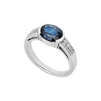 Estate Platinum Diamond + Sapphire Ring // Ring Size: 7.25