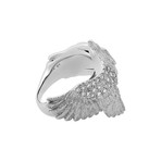 Estate 18k White Gold Diamond Eagle Ring // Ring Size: 11.25
