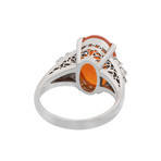Estate Platinum Fire Opal + Diamond Ring // Ring Size: 6