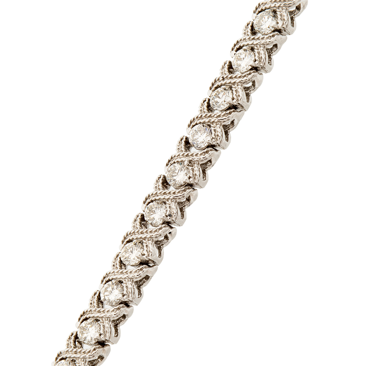 Estate 14k White Gold Diamond Tennis Bracelet I - Luxury Designer