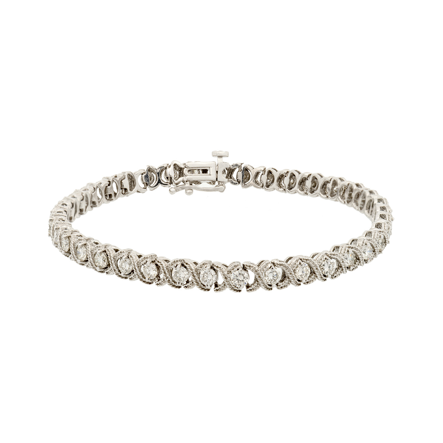 Estate 14k White Gold Diamond Tennis Bracelet I - Luxury Designer ...