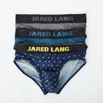 Low Rise Brief // Pack of 3 // Blue + Dotted Navy + Gray (XL)