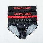 Low Rise Brief // Pack of 3 // Multi-Dot + Black + Red (L)