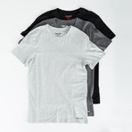 Crew Neck T Shirt // Pack of 3 // Black + Gray + Light Gray (S)