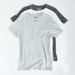 V-Neck T Shirt // Pack of 3 // White + Gray + Light Gray (L)