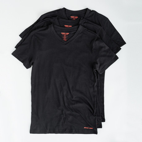 V-Neck T Shirt // Pack of 3 // Black (S)
