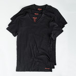 V-Neck T Shirt // Pack of 3 // Black (L)