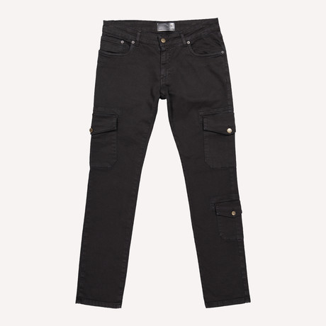 7-Pocket Slim-Fit Cargo Pants // Black (28WX31L)