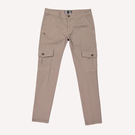 6-Pocket Slim-Fit Cargo Pants // Beige (28WX31L)