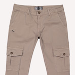 6-Pocket Slim-Fit Cargo Pants // Beige (32WX31L)