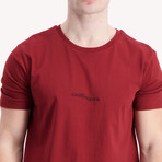 Classic Fit Embossed Logo Crewneck T-Shirt // Burgundy (M)