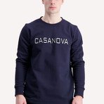 Logo Embroidery Crewneck Sweatshirt // Blue (M)