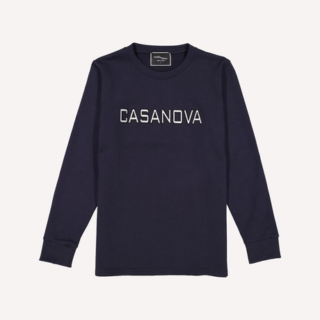 Logo Embroidery Crewneck Sweatshirt // Blue (S)