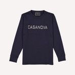 Logo Embroidery Crewneck Sweatshirt // Blue (M)