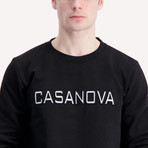 Logo Embroidery Crewneck Sweatshirt // Black (S)