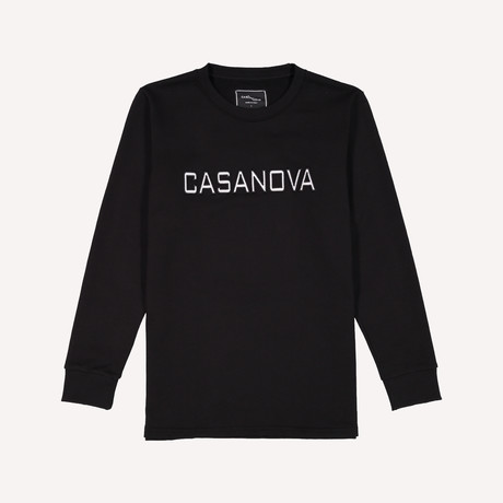 Logo Embroidery Crewneck Sweatshirt // Black (S)