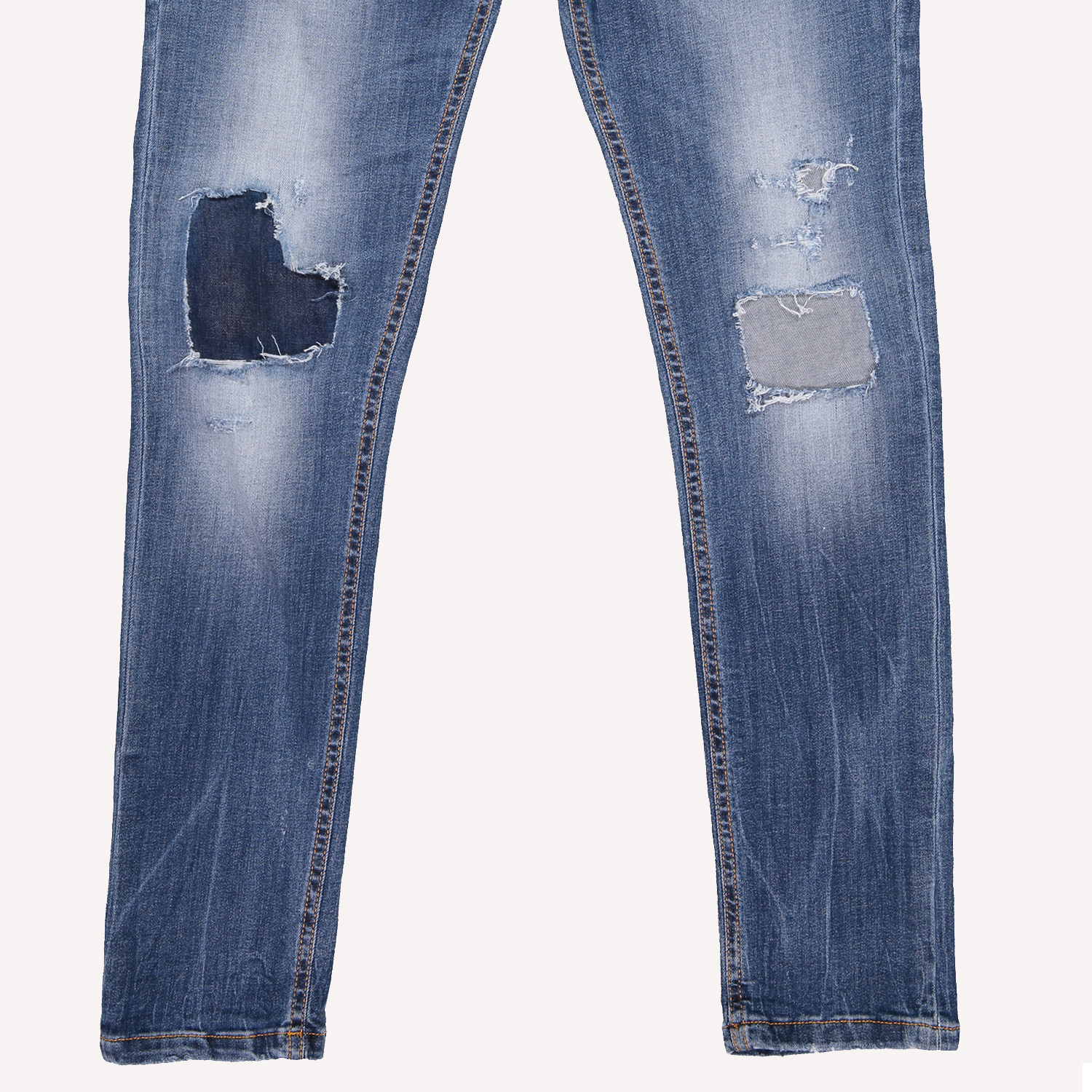 5-Pocket Low Rise Ripped Skinny Jeans // Blue (28WX31L) - Casanova ...