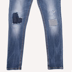 5-Pocket Low Rise Ripped Skinny Jeans // Blue (28WX31L)